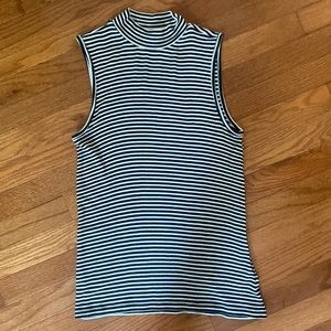 Gap Black & White Striped Mockneck Sleeveless Top